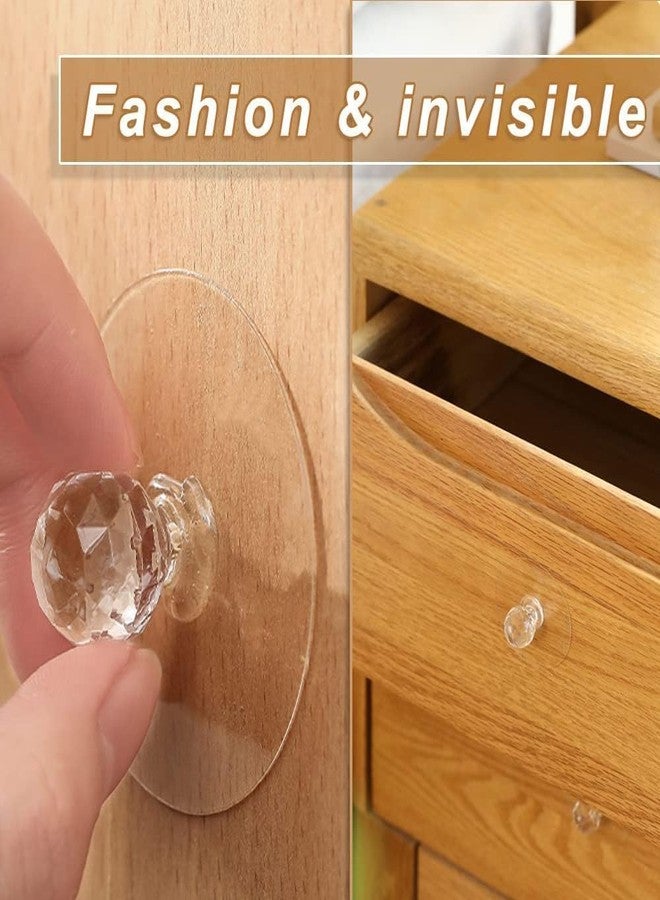Hetzon Sales 10Pcs Clear Diamond Shaped Cabinet Drawer Knobs - Self-Adhesive Pull Handles for Cupboard, Bathroom Door - Transparent Wall Hooks - Crystal Hook for Kitchen Accessories, Furniture - Image 3